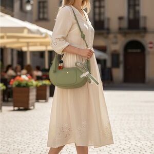 Falls Creek Crescent Moon Faux Leather Shoulder/Crossbody Bag w/Bead Charms NWT